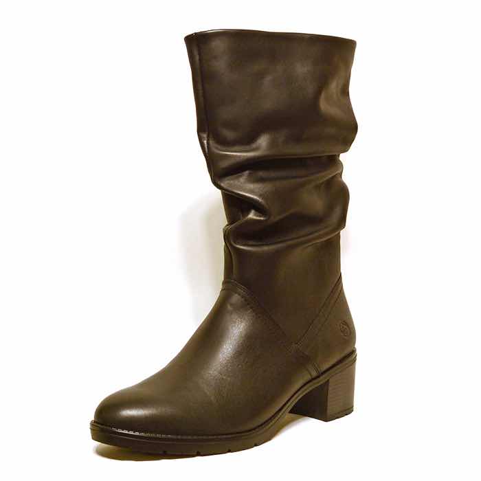 bottes femme grande taille du 40 au 48, cuir lisse noir, talon de 5 à 6 cm, mode, hiver