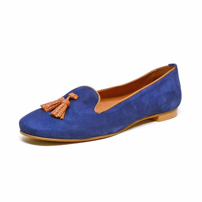 mocassins femme grande taille du 40 au 48, velours bleu, talon de 0,5 à 2 cm, plates souples confort, toutes saisons