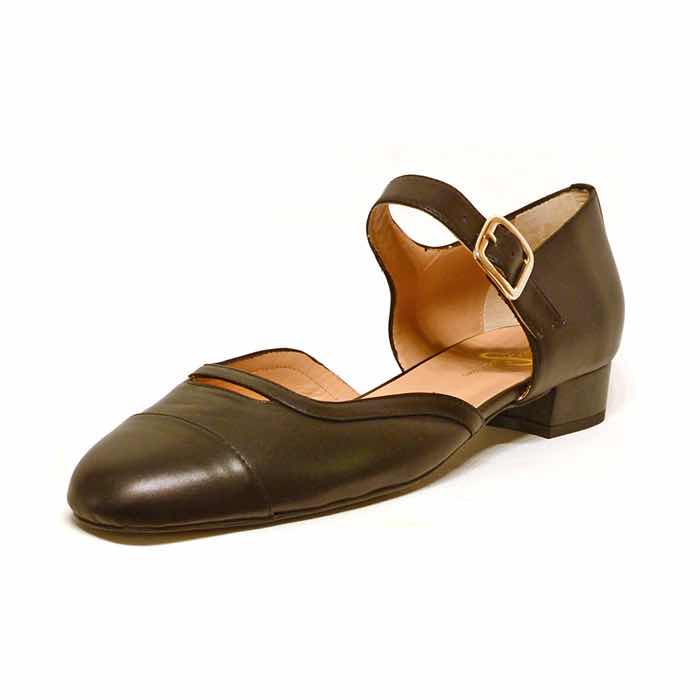 sandales femme grande taille du 40 au 48, cuir lisse noir, talon de 0,5 à 2 cm, mode habillee, chaussures pour l&#039;été