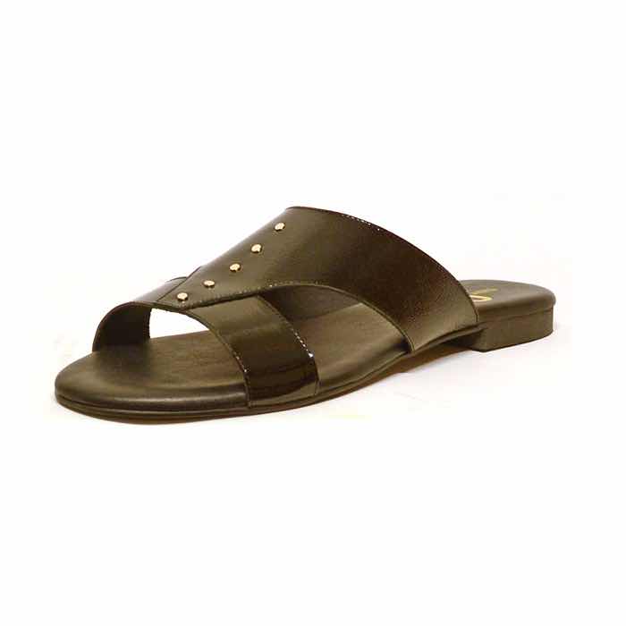 mules femme grande taille du 40 au 48, vernis noir, talon de 0,5 à 2 cm, sandales plates detente, toutes saisons