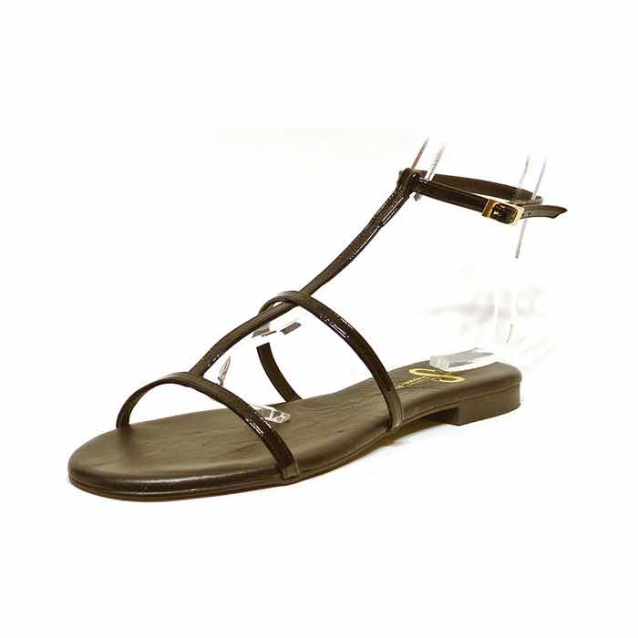 sandalettes femme grande taille du 40 au 48, vernis noir, talon de 0,5 à 2 cm, sandales plates detente, toutes saisons