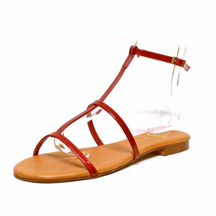 sandalettes femme grande taille du 40 au 48, vernis rouge, talon de 0,5 à 2 cm, sandales plates detente, toutes saisons