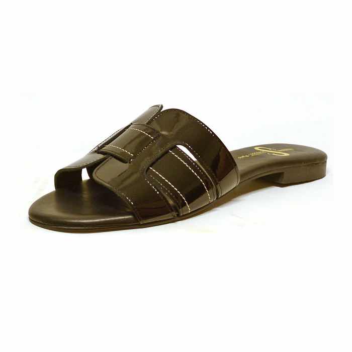 mules femme grande taille du 40 au 48, vernis noir, talon de 0,5 à 2 cm, sandales plates detente, toutes saisons