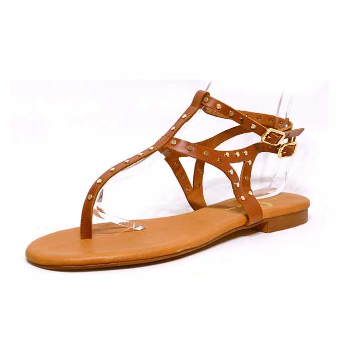 sandalettes femme grande taille du 40 au 48, cuir lisse marron, talon de 0,5 à 2 cm, mode sandales plates detente, chaussures pour l&#039;été