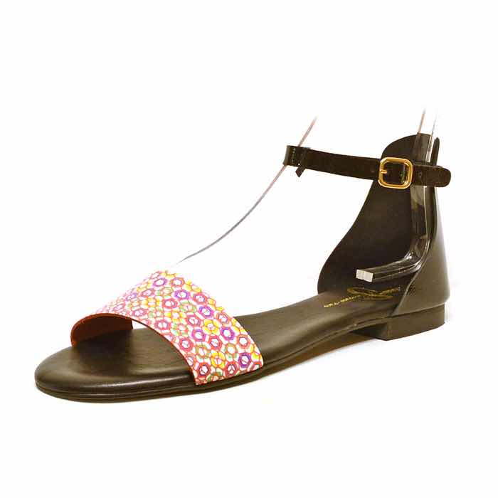 sandalettes femme grande taille du 40 au 48, cuir lisse multicolore noir, talon de 0,5 à 2 cm, plates souples detente, chaussures pour l&#039;été