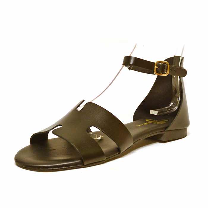 sandalettes femme grande taille du 40 au 48, cuir lisse noir, talon de 0,5 à 2 cm, plates souples detente, chaussures pour l&#039;été