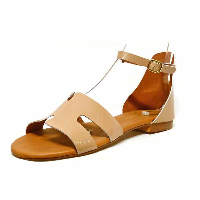 sandalettes femme grande taille du 40 au 48, vernis beige nude, talon de 0,5 à 2 cm, plates souples detente, chaussures pour l&#039;été