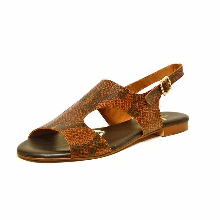 sandalettes femme grande taille du 40 au 48, cuir lisse marron, talon de 0,5 à 2 cm, plates souples detente, chaussures pour l&#039;été