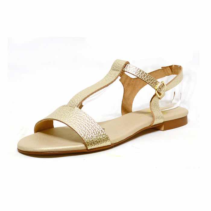sandalettes femme grande taille du 40 au 48, cuir grainé platine or, talon de 0,5 à 2 cm, plates souples detente, chaussures pour l&#039;été