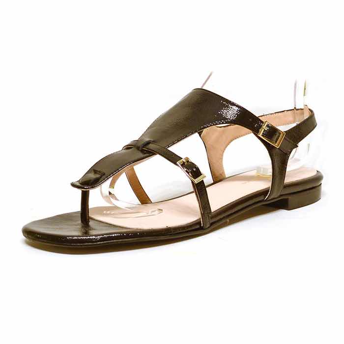 sandalettes femme grande taille du 40 au 48, vernis noir, talon de 0,5 à 2 cm, mode tendance sandales plates detente, chaussures pour l&#039;été